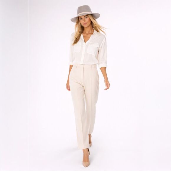 Janessa Leone Drew Wool Fedora Hat Gray Small Wide Brim 3.5” Minimalist Rancher main image 11